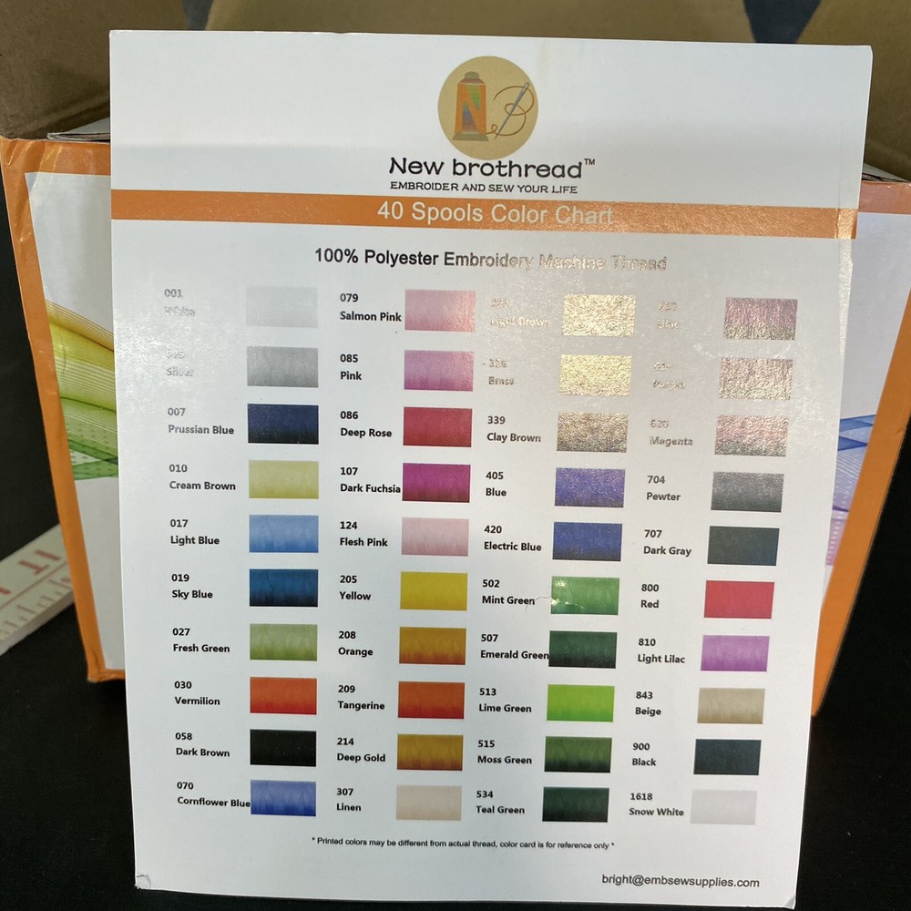 New Brothread 40 Brother Colors Polyester Embroidery Machine Thread Kit 500M