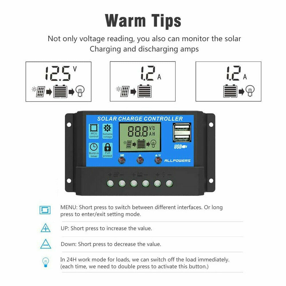 6000W Solar Panel Kit Solar Power Inverter Generator 100A Home 110V Grid System