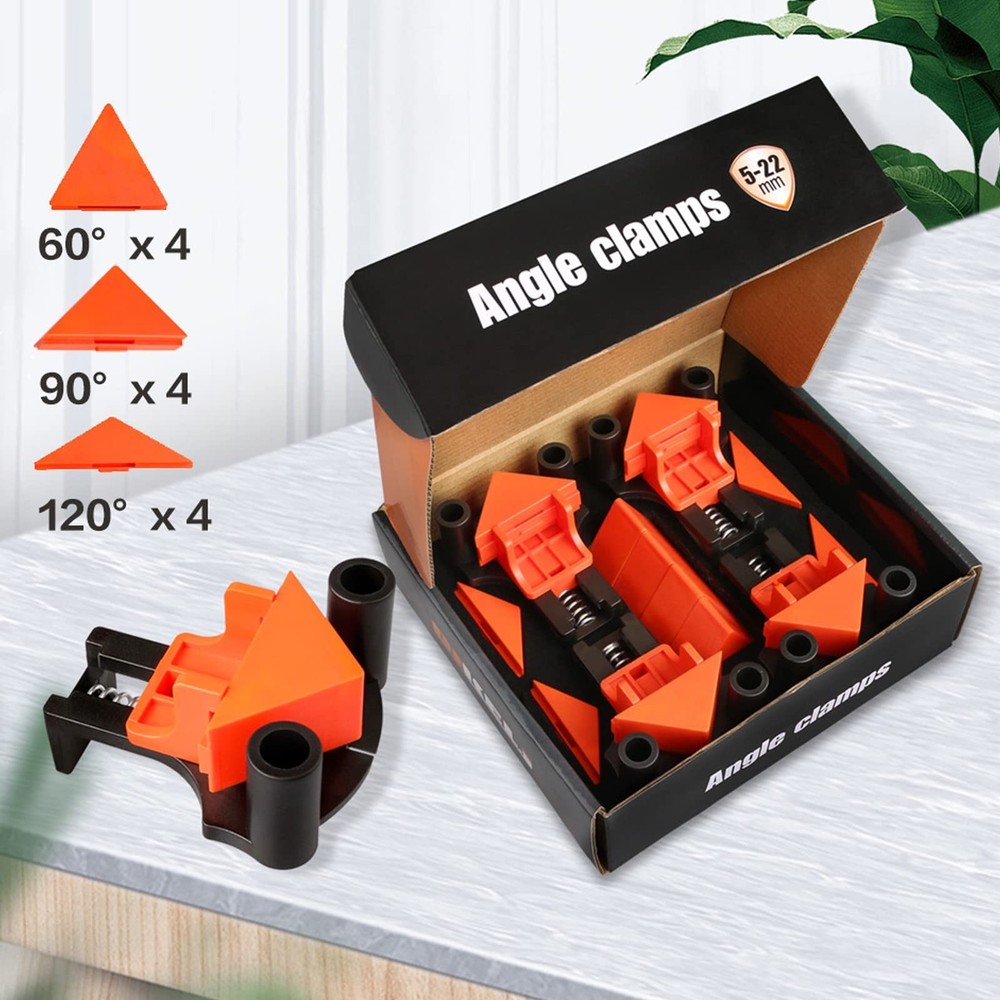 Corner Clamp for Woodworking - 60/90/120° Multi-Angle Adjustable Spring Cla