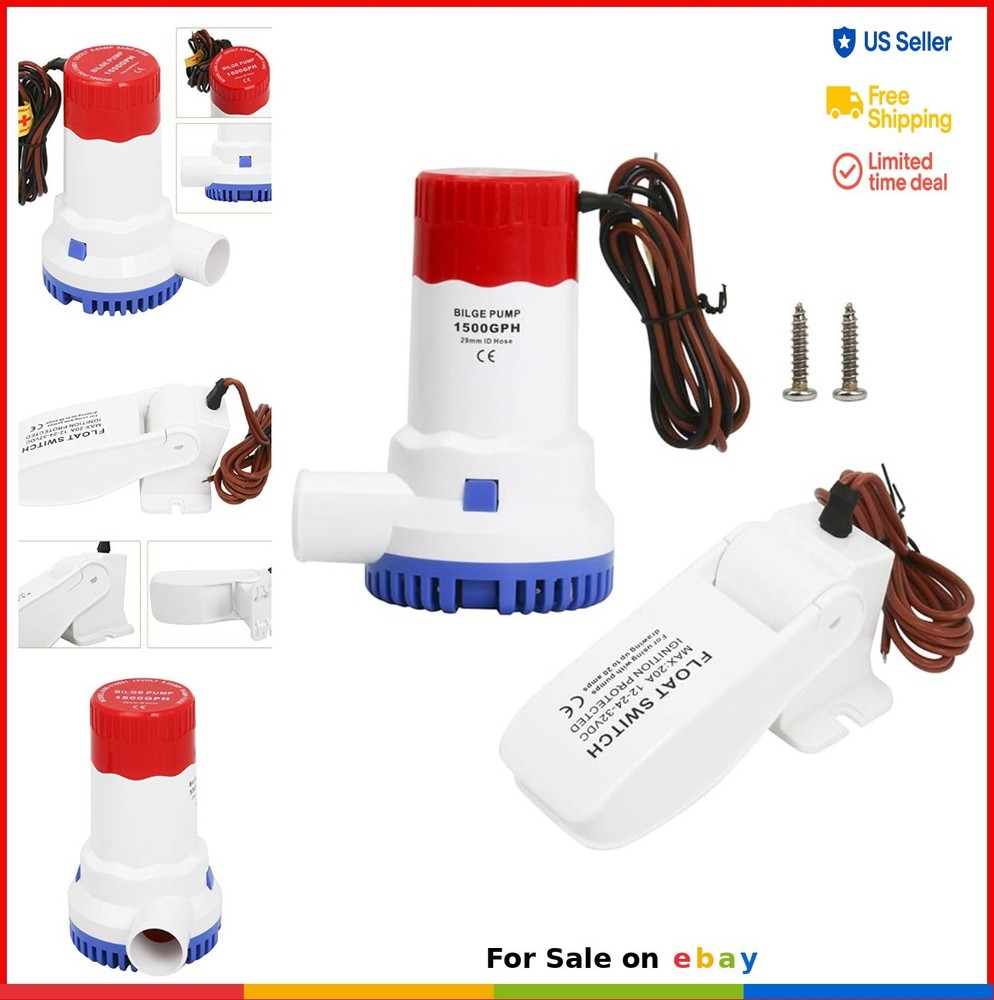 Submersible Bilge Pump with Float Switch 1500GPH 12V Marine