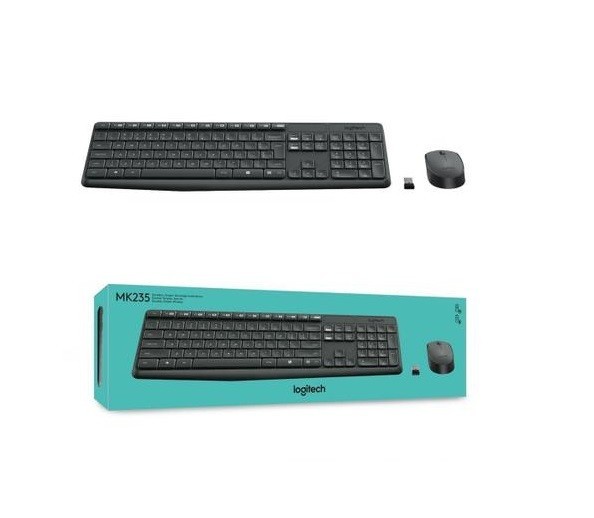 Teclado e Mouse sem fio Logitech MK235 com Conexão USB, Pilhas Inclusas e Layout