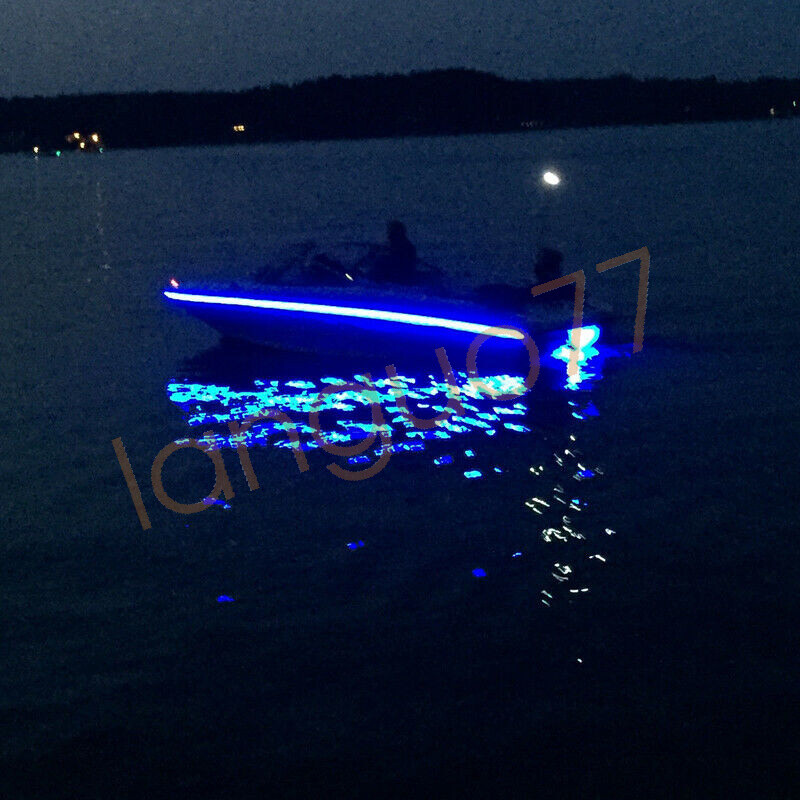 Blue Neon Glow EL Wire String Strip Decor Boat LED Light Car Party + Controller