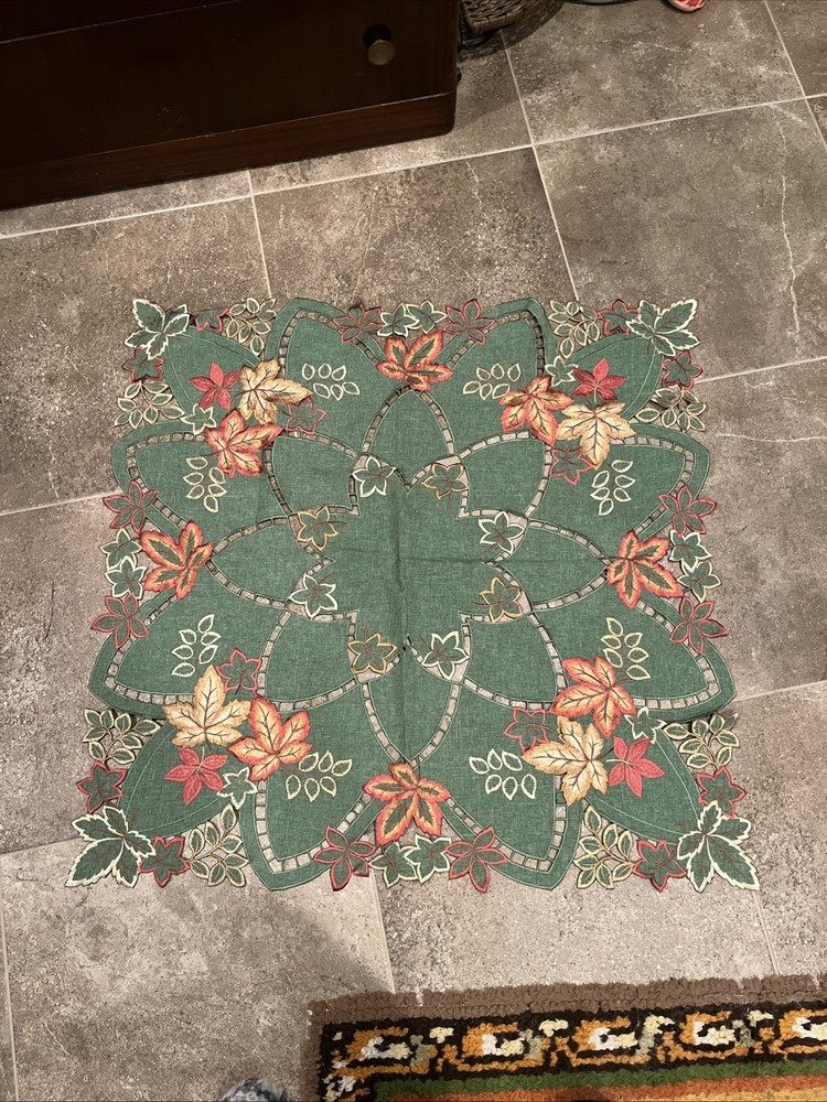 Thanksgiving 36” Square Accent table cover / Fall Decor / Cut Outs
