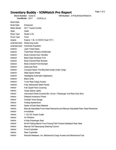COROLLA 2017 High Mounted Stop Light 1044877571