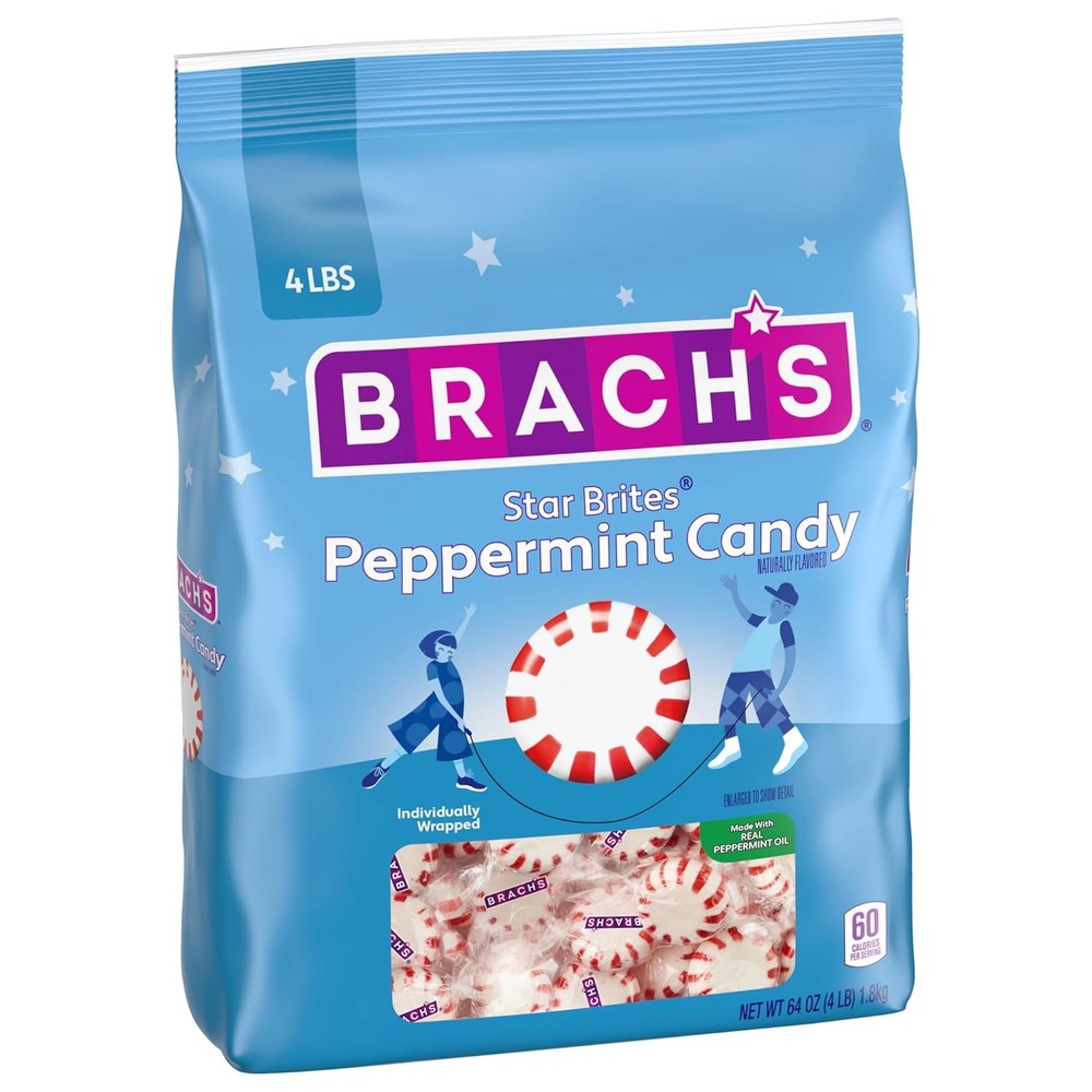 Brach's Star Brites, Candy, Peppermint, Individually Wrapped, Made 4 Pounds
