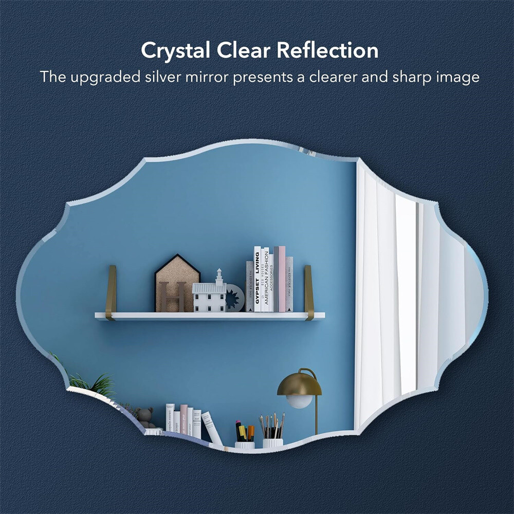 Irregular Decor Wall Mirror Wavy Beveled Bathroom Mirrors Silver Accent Mirrors