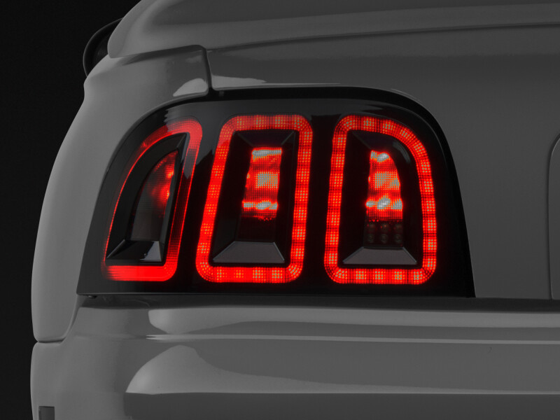 For 1996-1998 Mustang Icon LED Tail Lights Black Housing Smoked Lens
