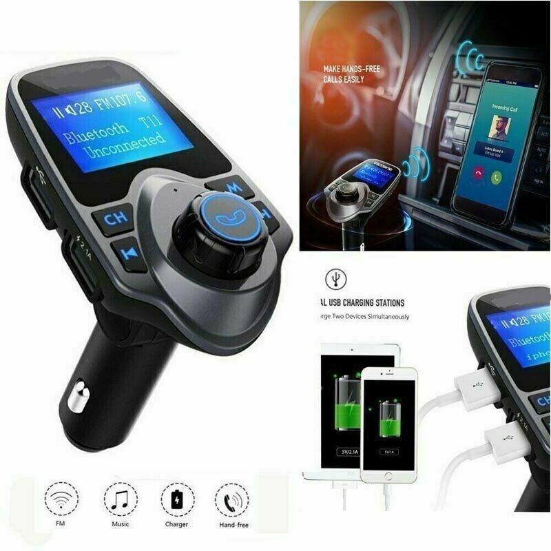 Bluetooth 5.3 FM Transmitter/Car Kit with Hands-Free Calling and 2 USB Charger