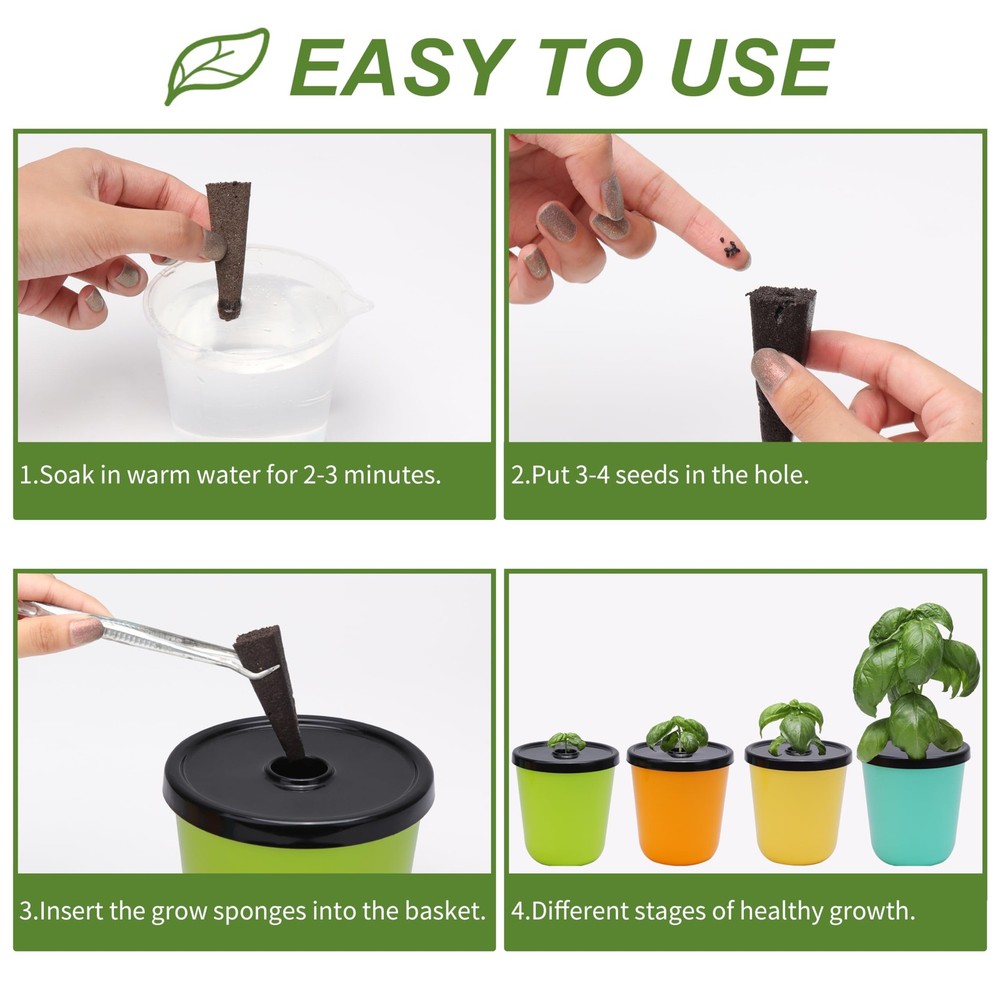 Kratky Method Hydroponic Planter Kit, 8 Hydroponic Planter Plus 24 Growing Sp...