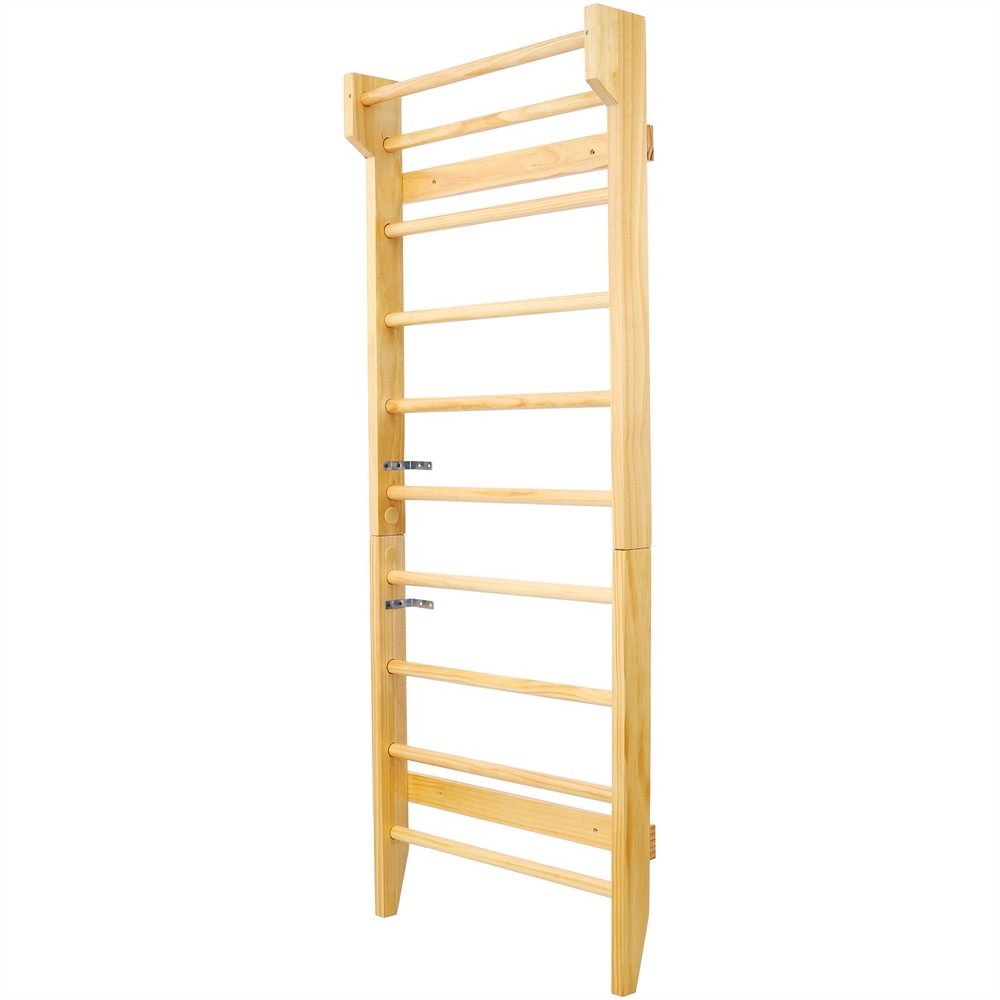 Multi-Use Swedish Ladder Wall Mounted Solid Wood Pull Up Bar 286lbs Capacity