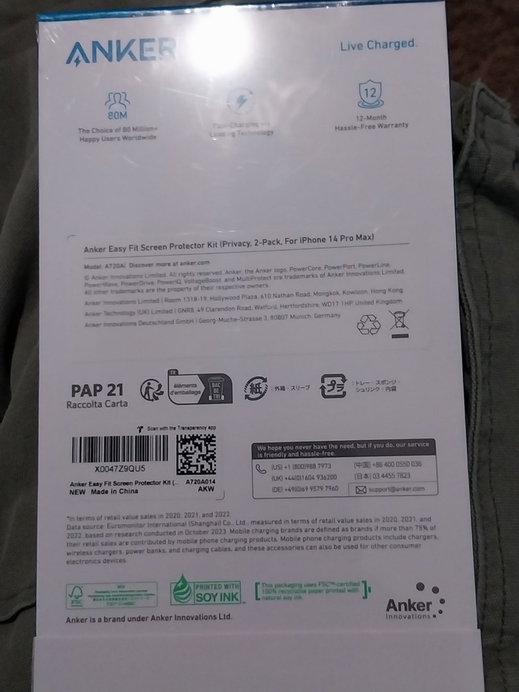 Anker Screen Protector IPhone 14 Pro Max Tempered Glass 2 Pk