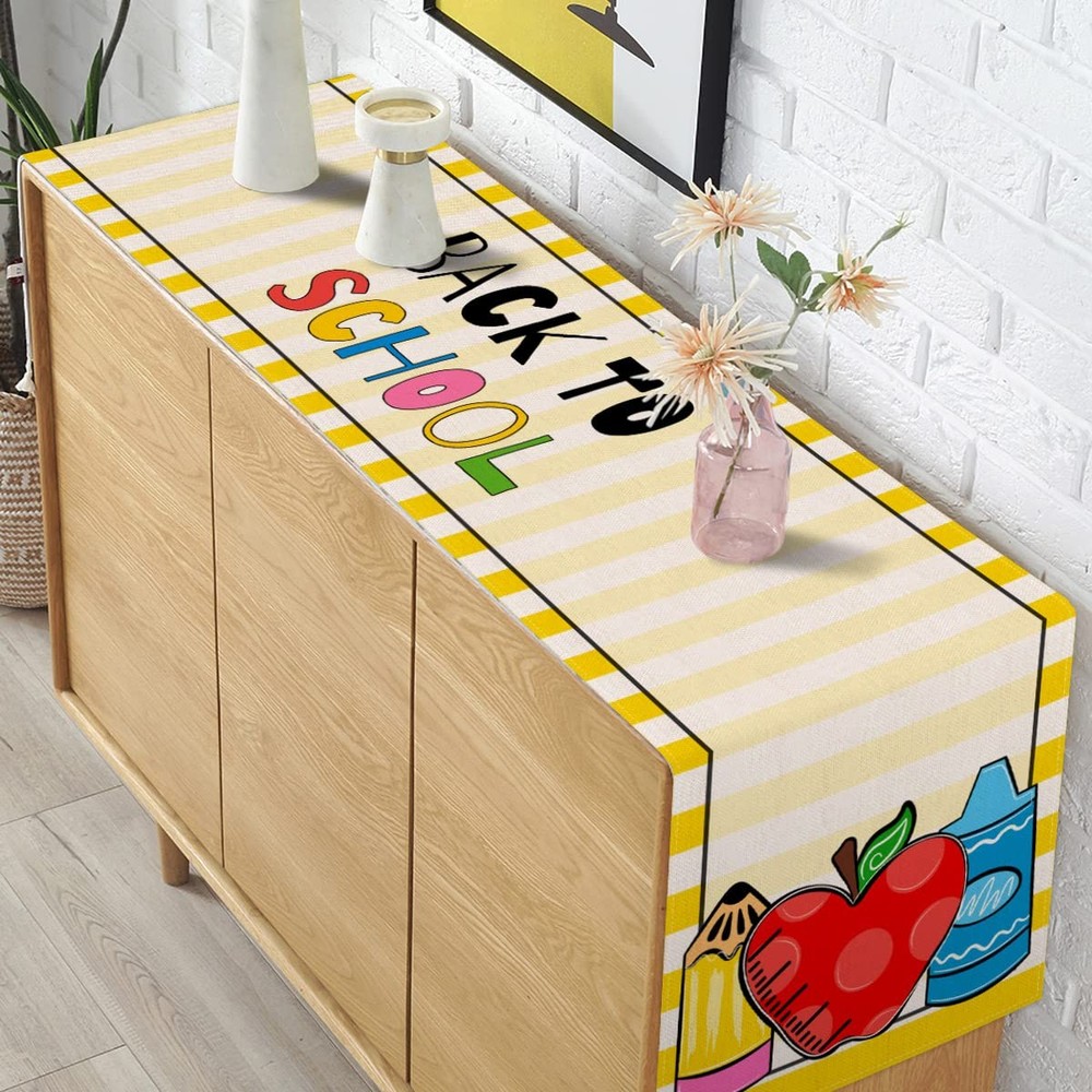 Back To Runner, Student Party Decor, Dining Table Decoration, 13x72,Multicolor
