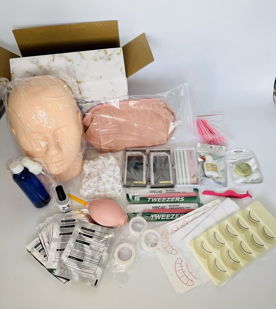 False Eyelashes Extension Kit Set Professional DIY Learning With Mannequin Head