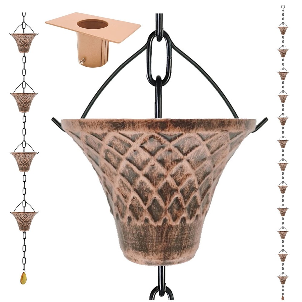 8.5FT Bell Iron Rain Chains for Gutter and Rain Barrel, Rust-Resistant Plated...