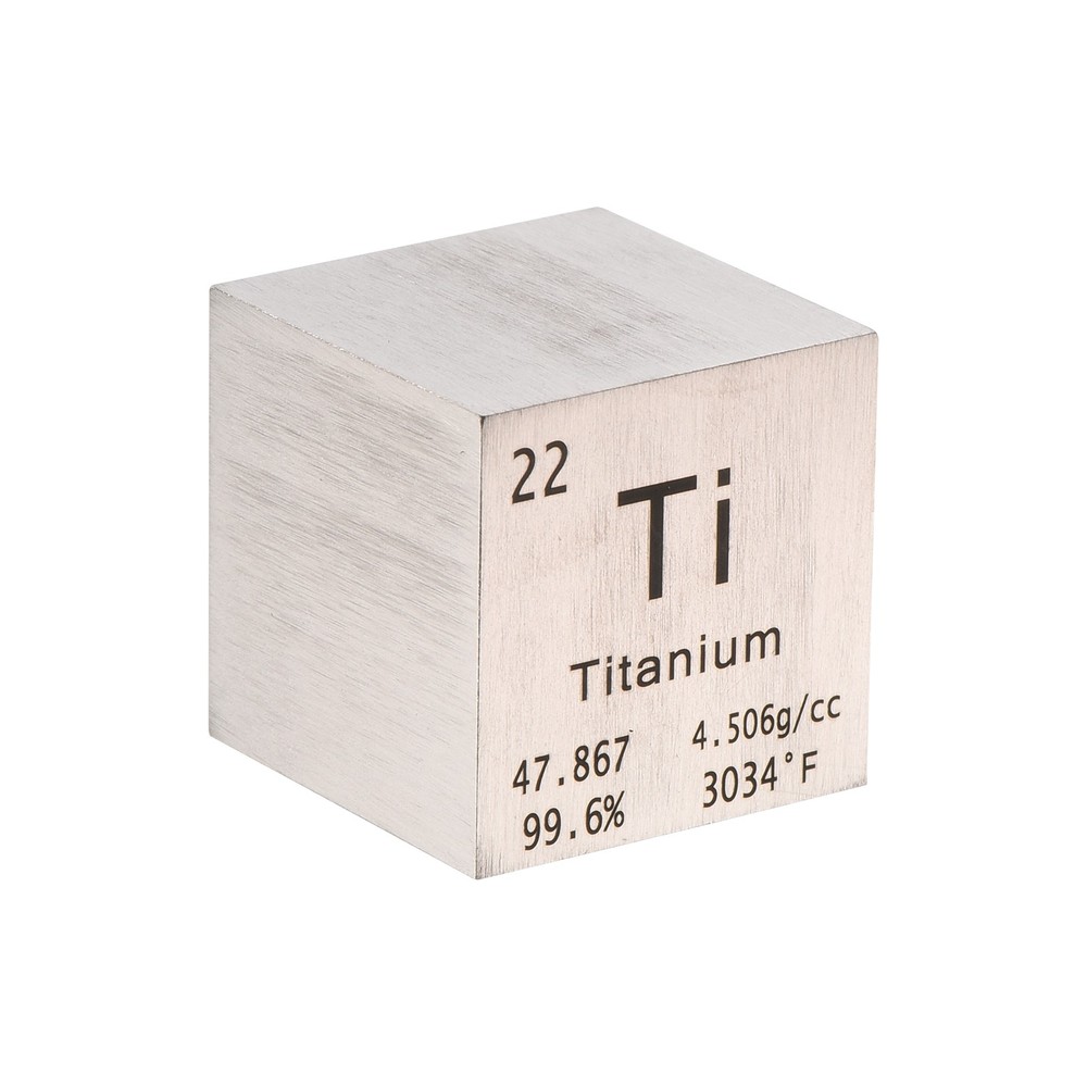 Titanium Cube Metal Element High Density Block Pure Periodic Element 1" 25.4mm