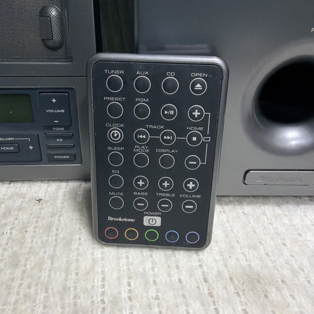 Brookstone Wafer-Thin CD System MP3 Player Flat Panel Speakers Subwoofer Remote