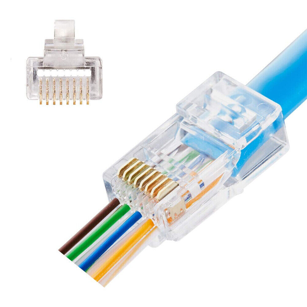500 Pcs CAT6 RJ45 Pass Through Network Cable Modular Plug Connector Open End
