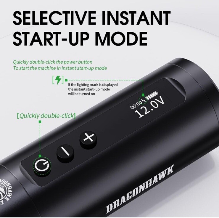 Dragonhawk L2 Pro Tattoo Machine High Capacity Battery Wireless Brushless Mcore