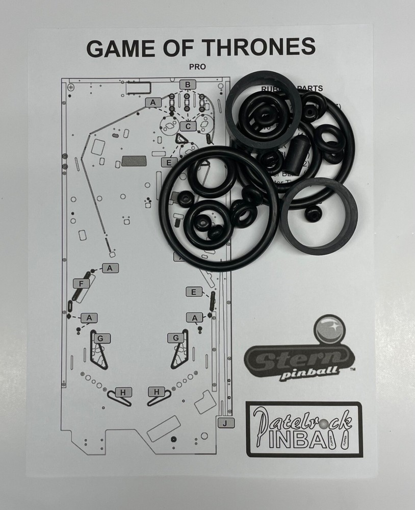 Stern Game of Thrones " PRO " Pinball Machine rubber ring kit