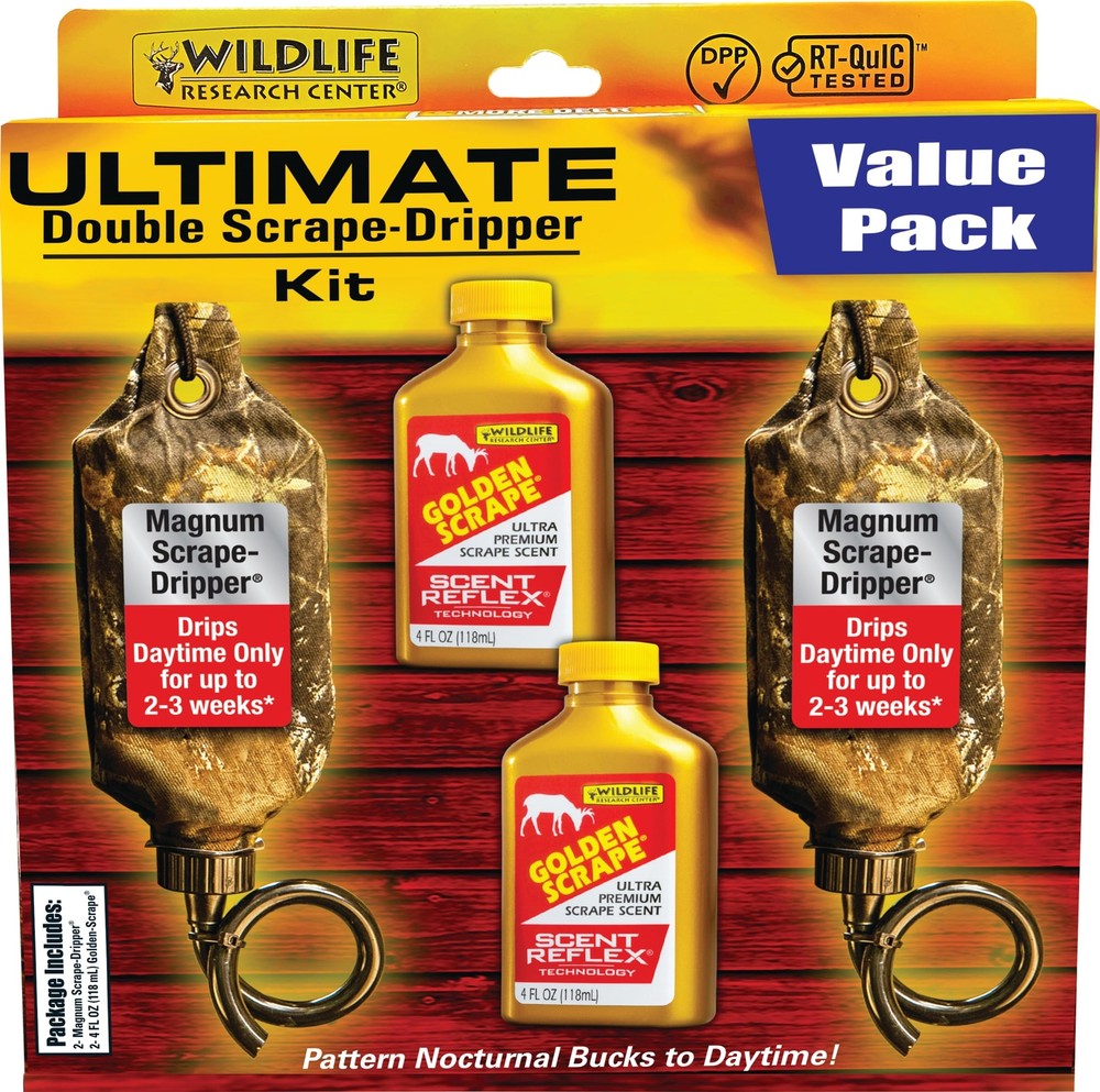 Double Scrape Dripper Kit Camo 2 Drippers 2 Bottles Golden Scrape Scent
