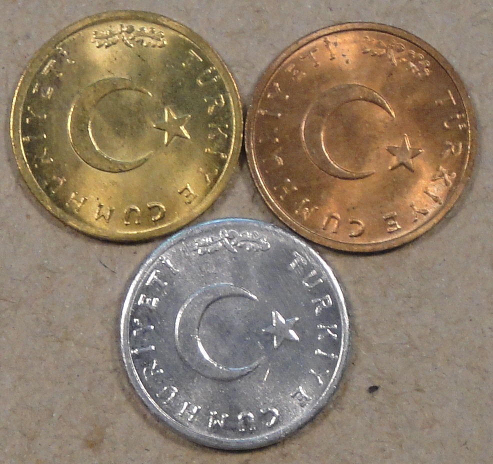 Turkey 1962,66,+75 Kurus 3 Different Types Unc-BU as Pictured