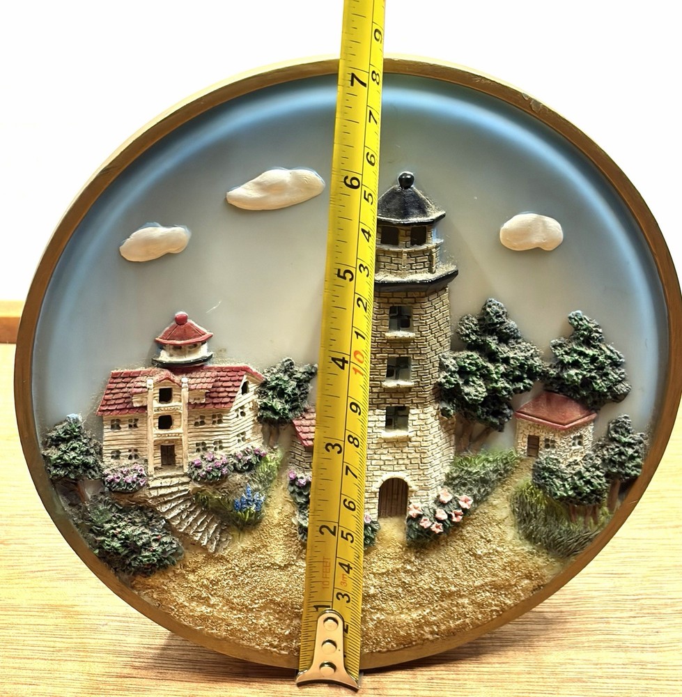 VINTAGE 3 DIMENSIONAL LIGHTHOUSE LIGHTED PLATE NIGHTLIGHT LAMP