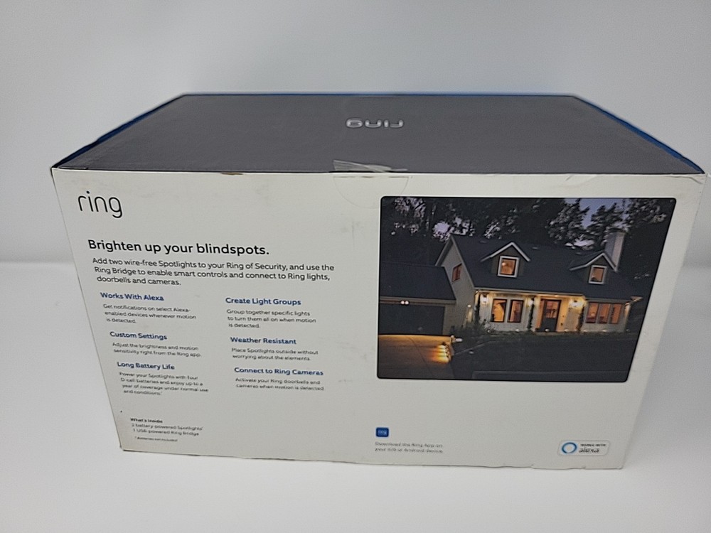 Ring 2-Pack Motion Activated Battery-Powered Light + Smart Lighting Bridge Black