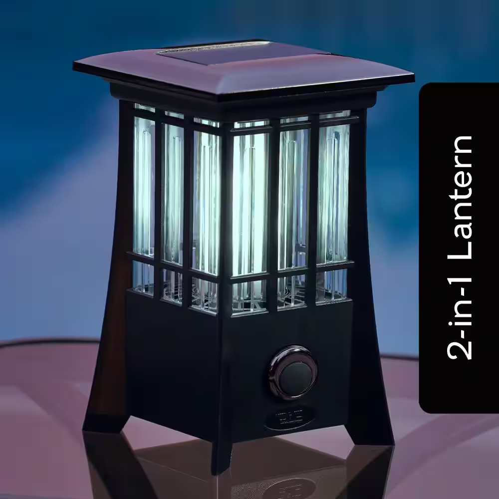 Solar Patio Lantern Bug Zapper, 1/2 Acre Coverage, Led Flame Effect