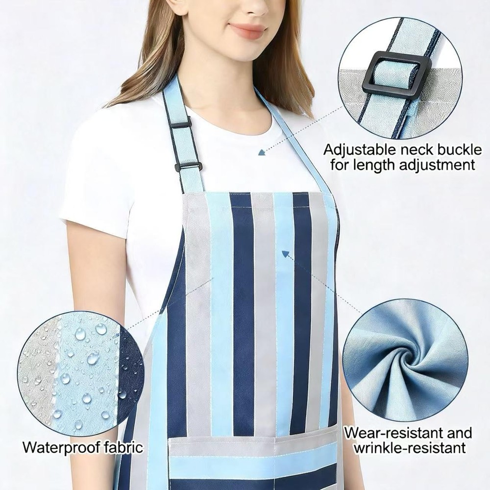 2-piece kitchen aprons, adjustable neck strap waterproof aprons with pocket d...