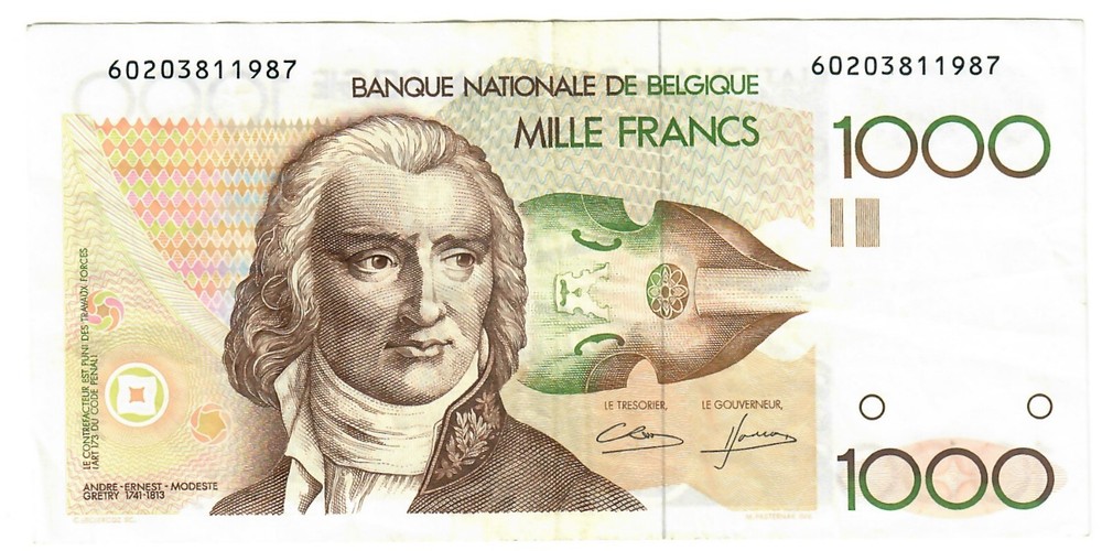 Belgium 1000 Francs (Frank) 1981 VF "Lakiere/Godeaux"