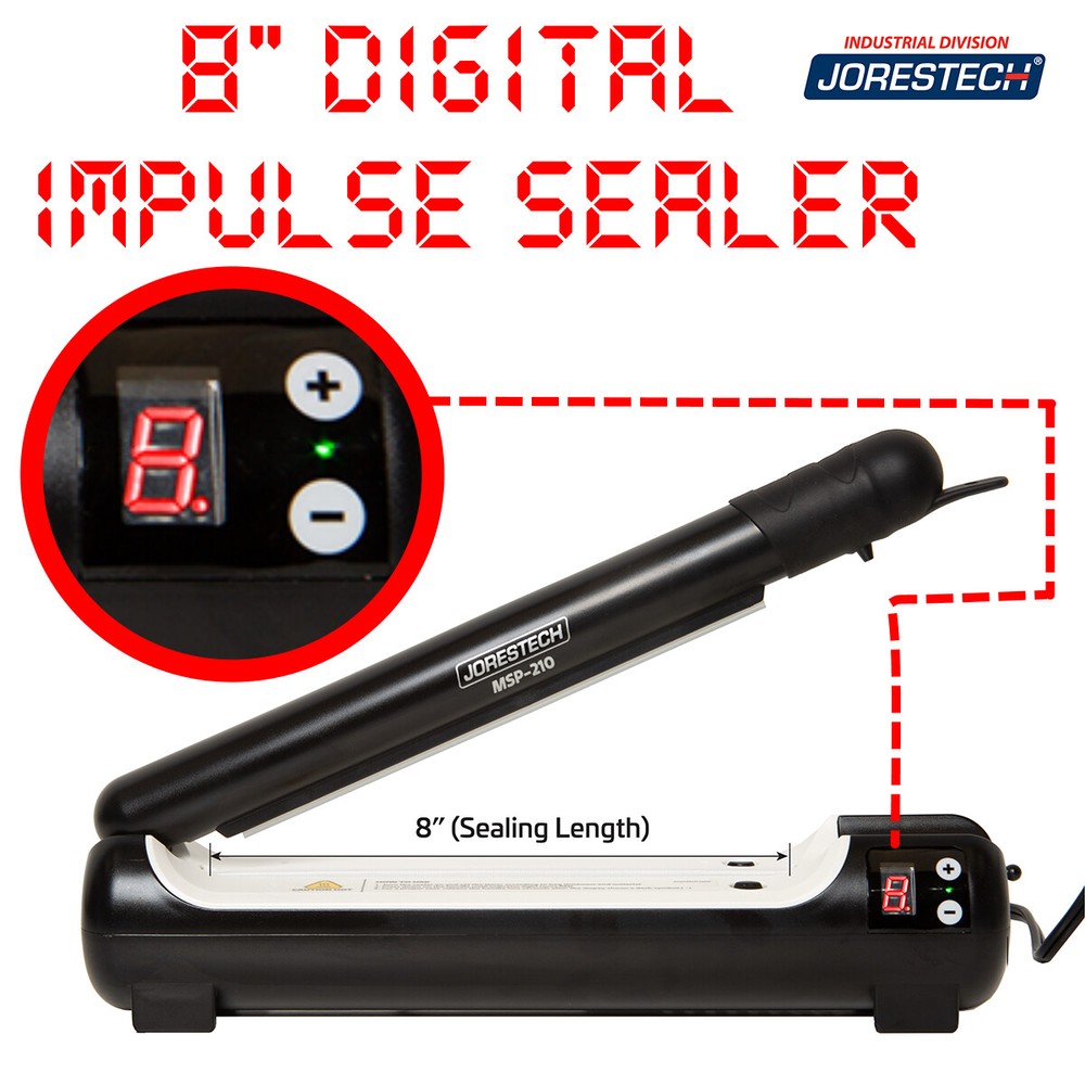 8" Hand Impulse Bag Sealer Digital 5mm wide plastic Poly Bag ABS