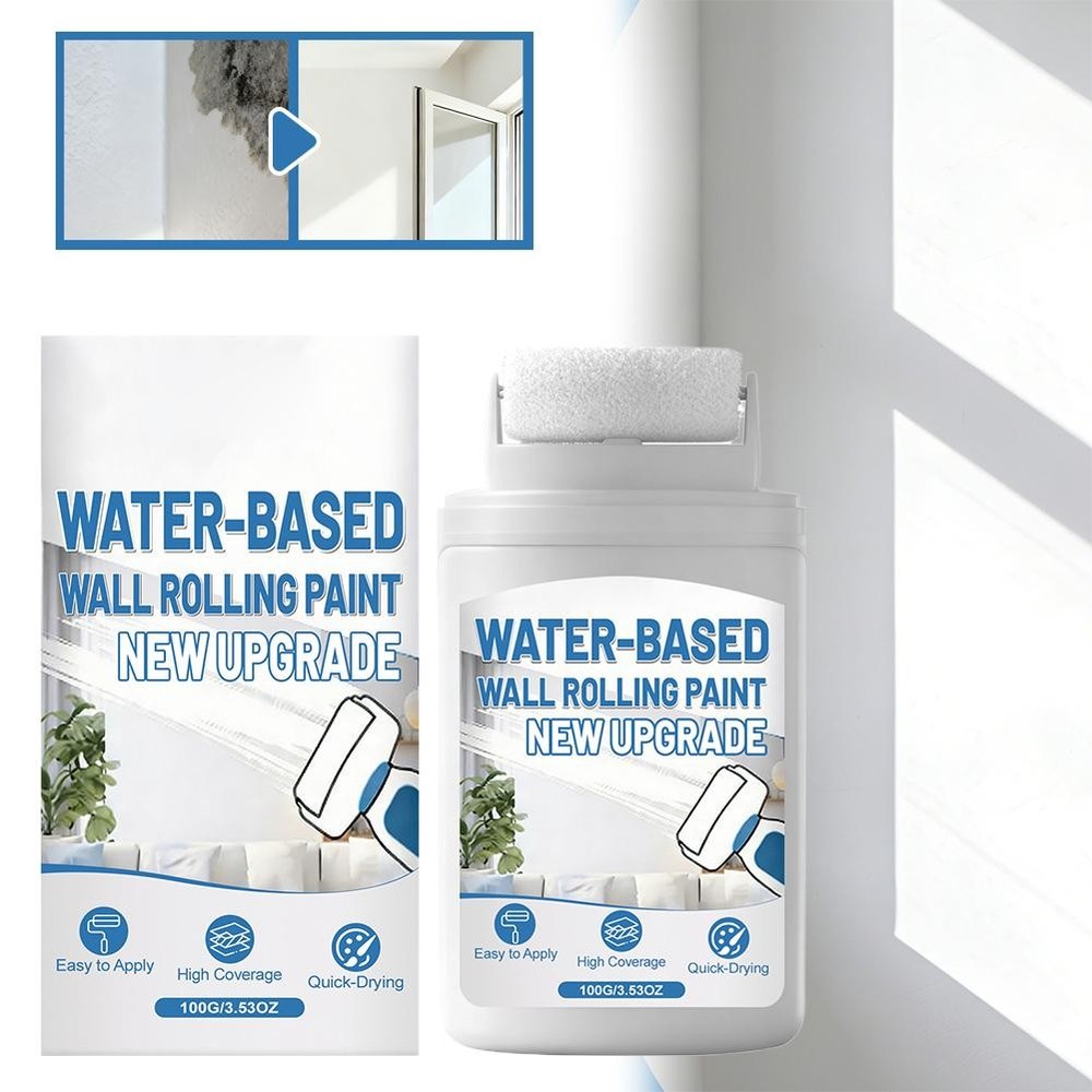 White Wall Paint Roller, Fast-Drying Water-Based Wall Repair Rolling Brush