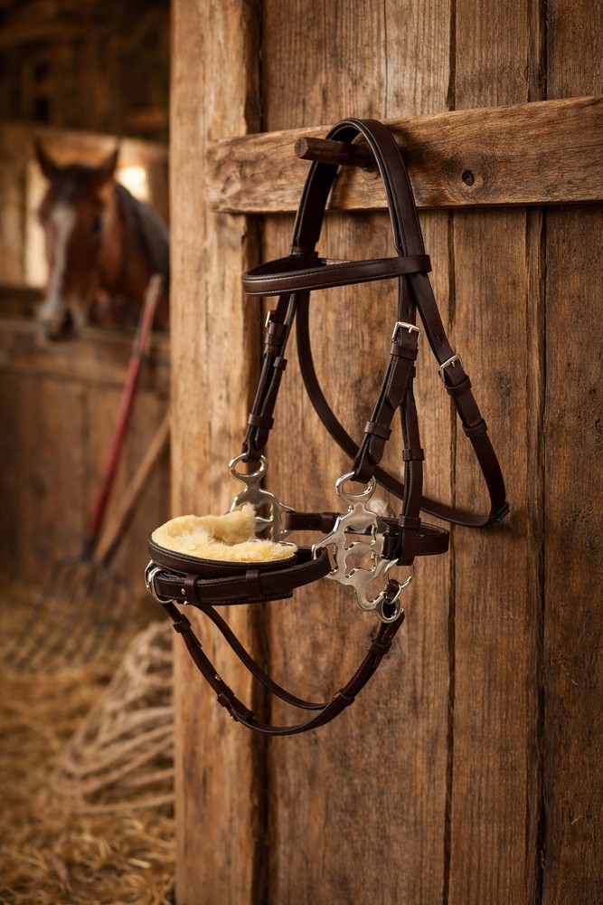 Challenger Horse Adjustable Leather Bitless Bridle Training Hackamore 35H07