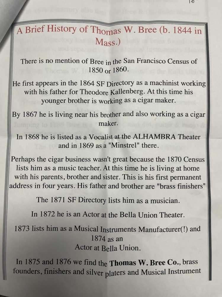 Thos. W. Bree & Co. 4-String Vintage Banjo with Case