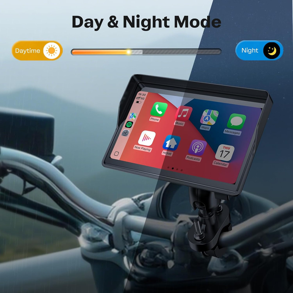 Motorcycle GPS Navigation 5" Apple Carplay Android Auto Portable Touch Screen