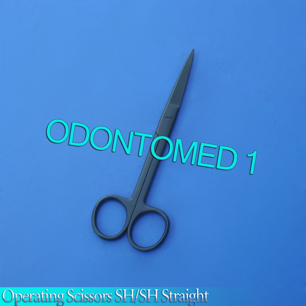 3 Operating Scissors Straight 4.5" Sharp-Sharp Black Coated Surgical Instruments
