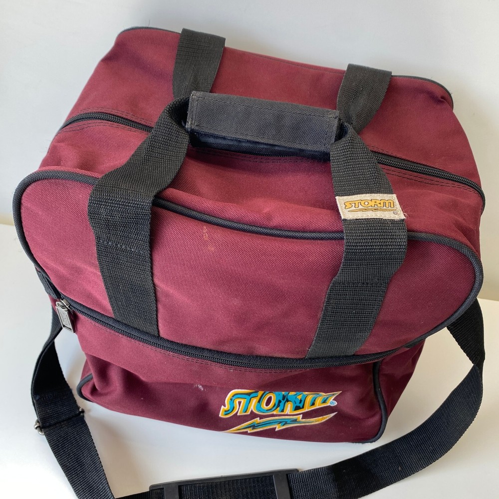 Vintage Storm Bowling Bag Single Ball Maroon Shoulder Strap Multi Compartment