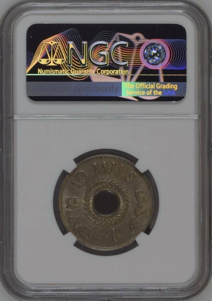 PALESTINE , 10 MILS 1940 NGC MS 62 , RAREM