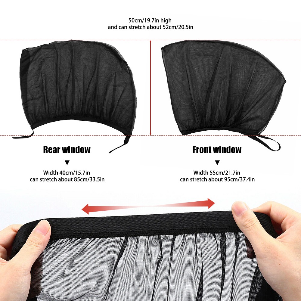 4PCS Car Side Rear Window screen Sun Shade Mesh Cover Windshield Sunshade Visor