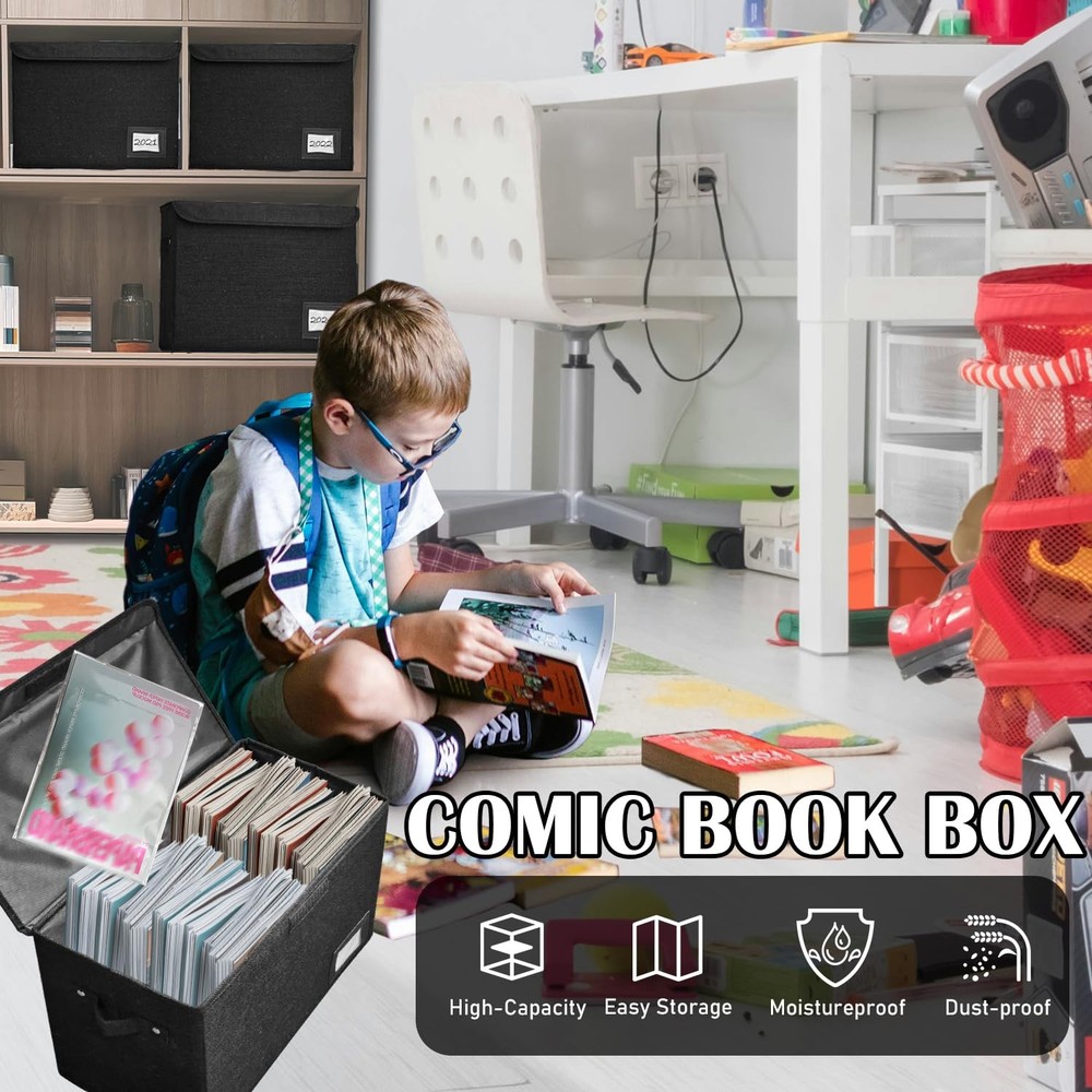2 Pack Collapsible Comic Book Storage Box 150 Count