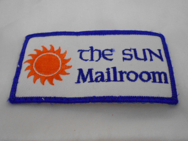 THE SUN MAILROOOM  USED EMBROIDERED  SEW ON NAME PATCH TAG