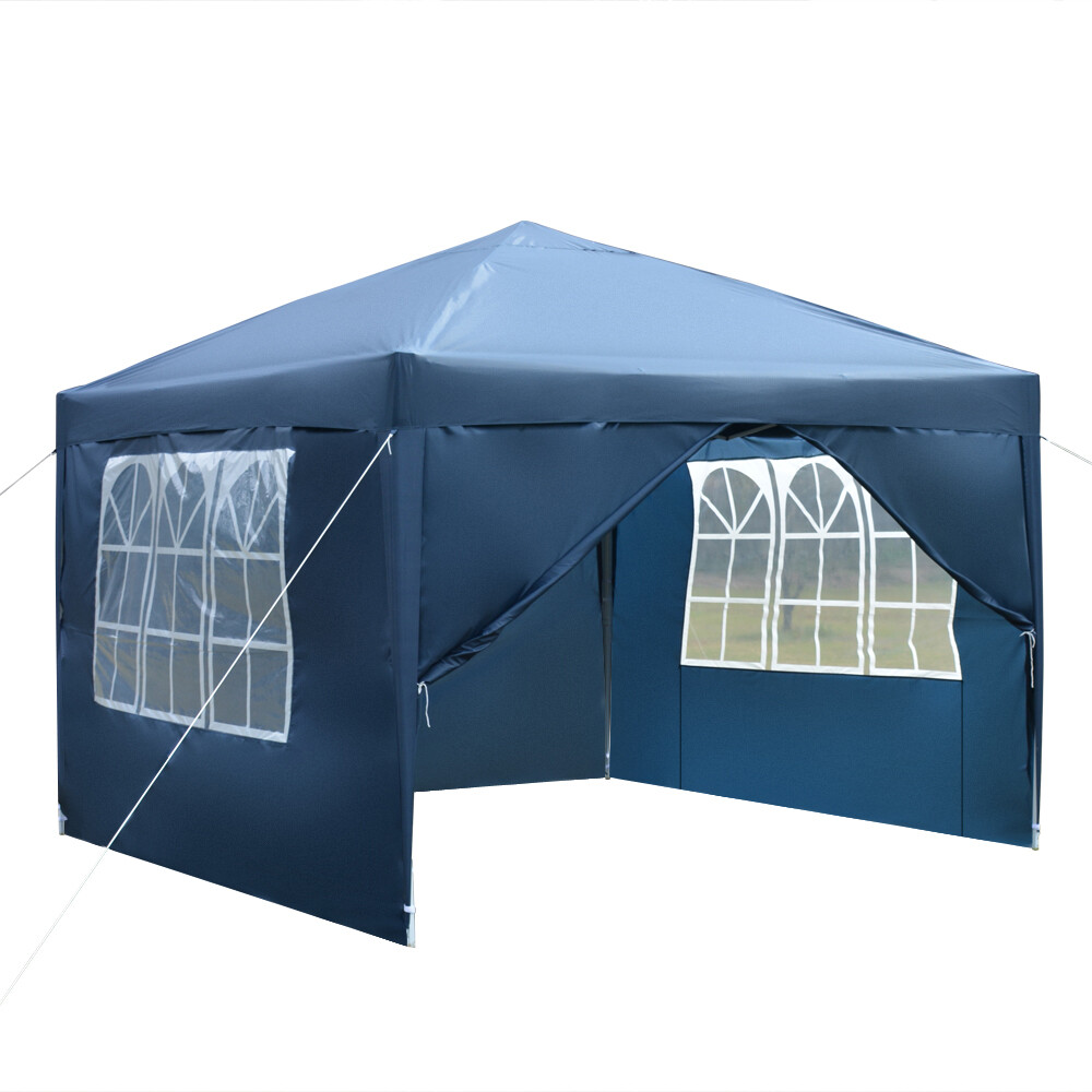 3 x3m Two Doors & Two Windows Practical Waterproof Right-Angle Folding Tent Blue