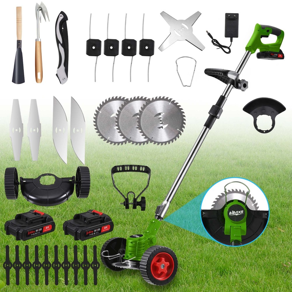 Electric Cordless Grass String Trimmer Lawn Edger Weed Wacker Cutter + 2 Battery