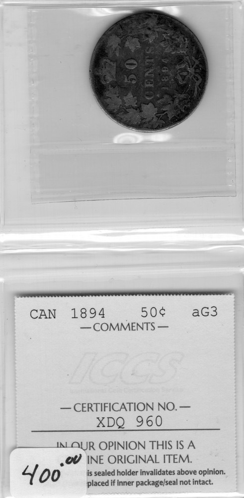 CAN 1894 50 cent aG3