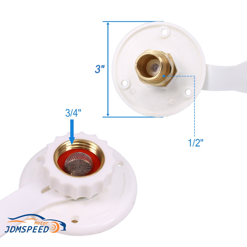 1/2" Thread RV City Water Fill Inlet Flange With Check Valve For Trailer Marine