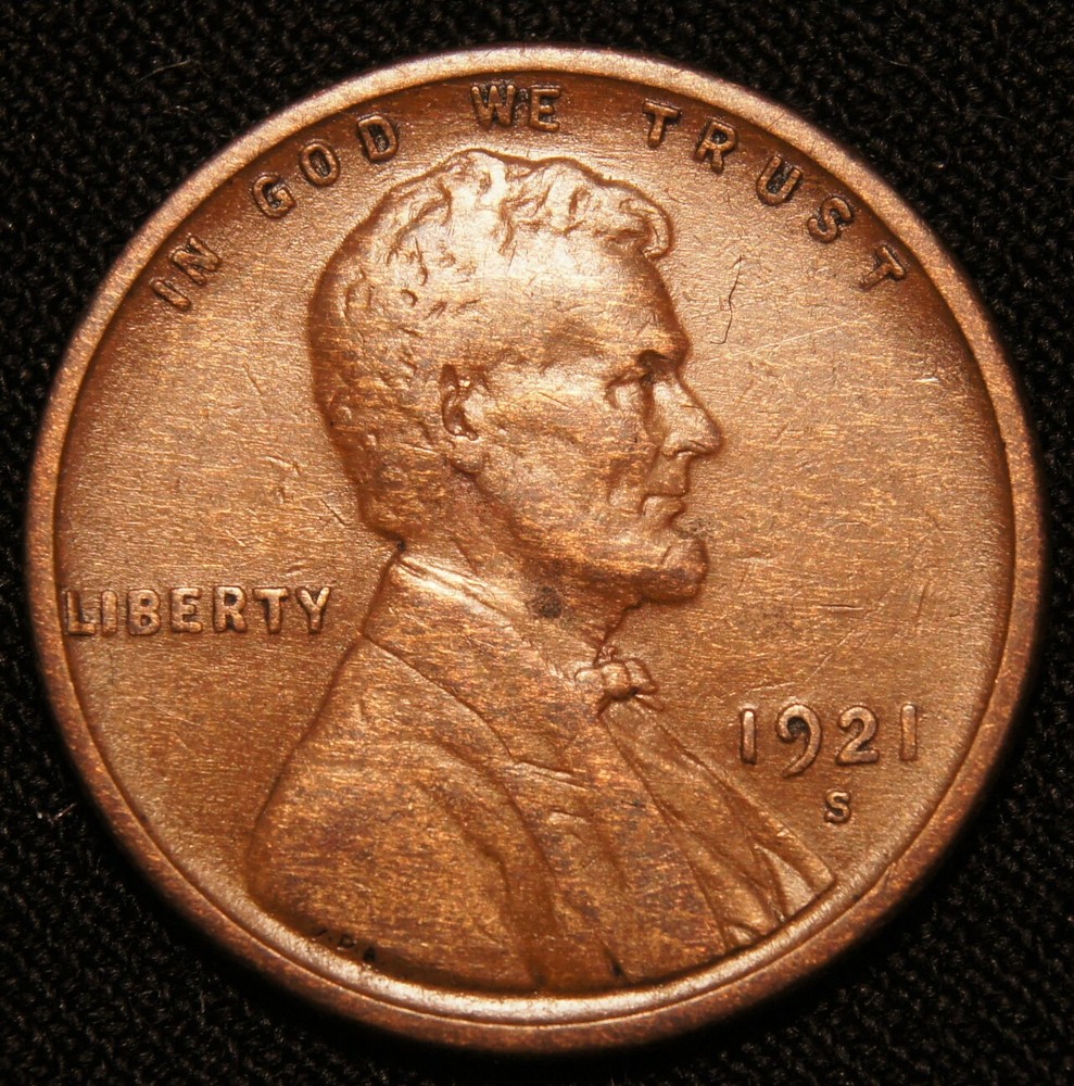 1921-S Lincoln Wheat Cent  VF+