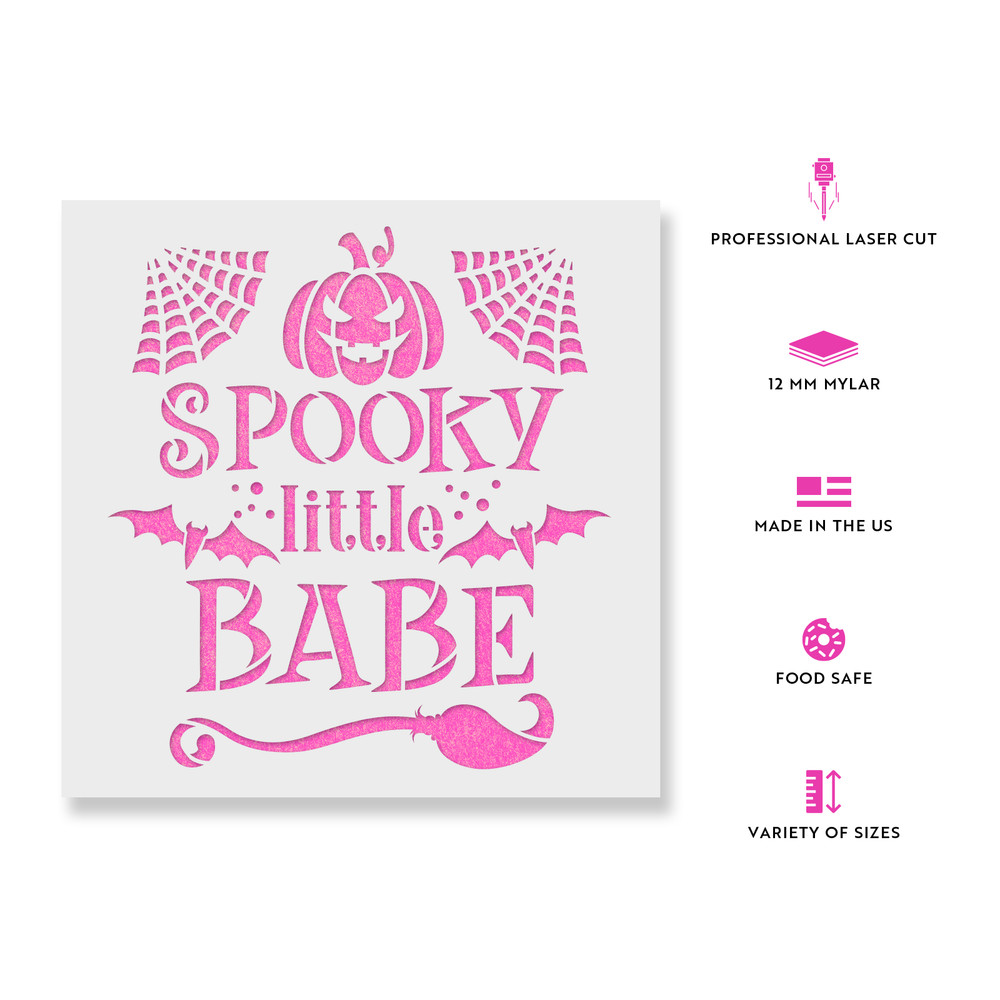 Spooky Little Babe Stencil - Reusable Stencils for DIY Projects