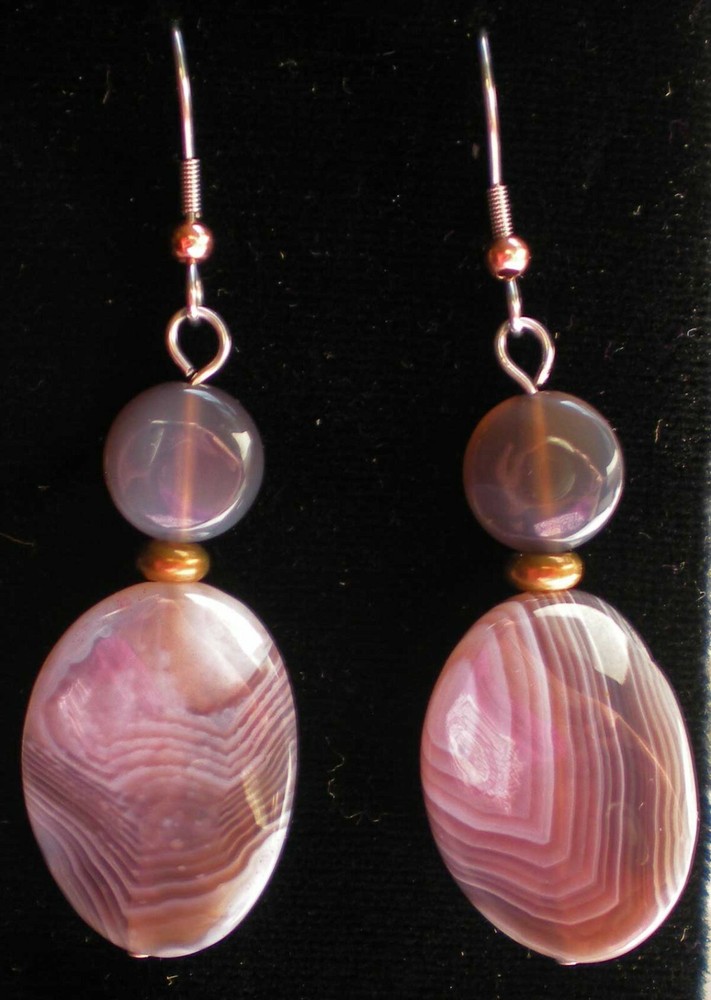 Botswana Agate Bead Earrings - Balance, Grounding, Healing e109