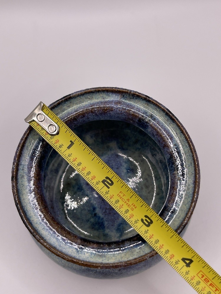 Vintage Studio Ceramic Pottery Bowl Dish Blue Pot Decor Handmade Signed