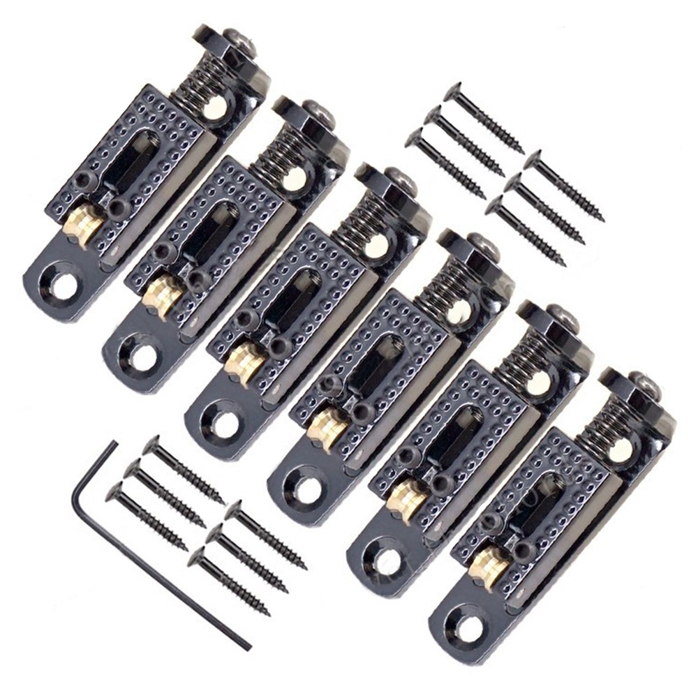6Pack Alloy+Copper Single Roller 3-8 String Bridge For Guitar Cigar Box Banjo